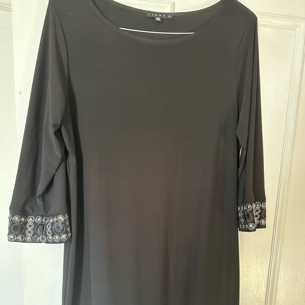 Gently worn black dress with accents